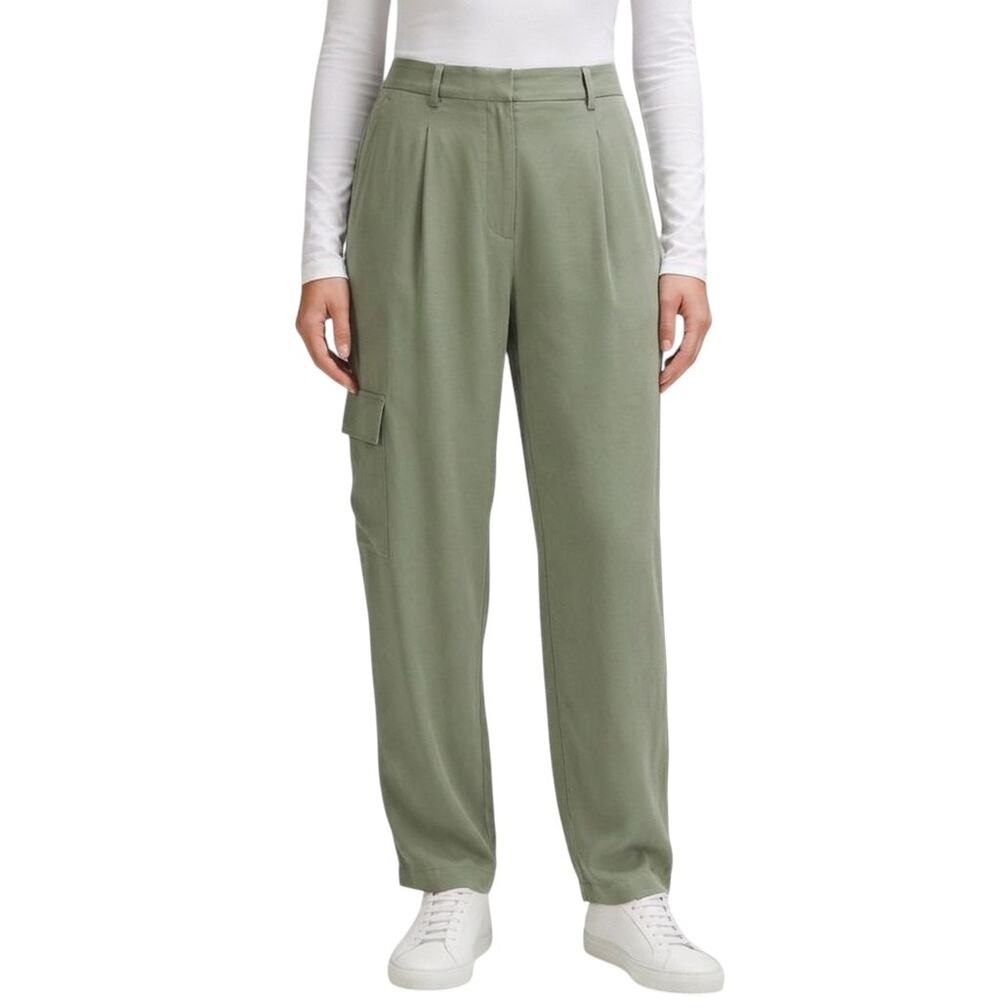 Nordstrom Cargo Pants Green High Rise Pleated Straight Leg Women's Size 14 NWT